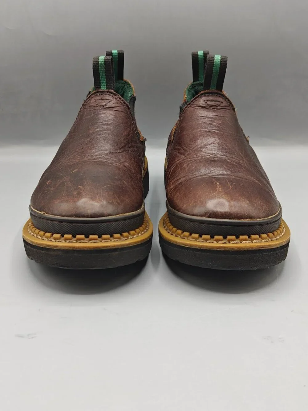 GEORGIA GIANT GR74 Romeo Brown Leather Slip On Farm Ranch Boots Size Kids US 6M
